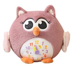 Wholesale 25cm Owl Plush Stuffed Animal Cute Baby Bedtime Toys Soft Owl Plush Toys With Clock