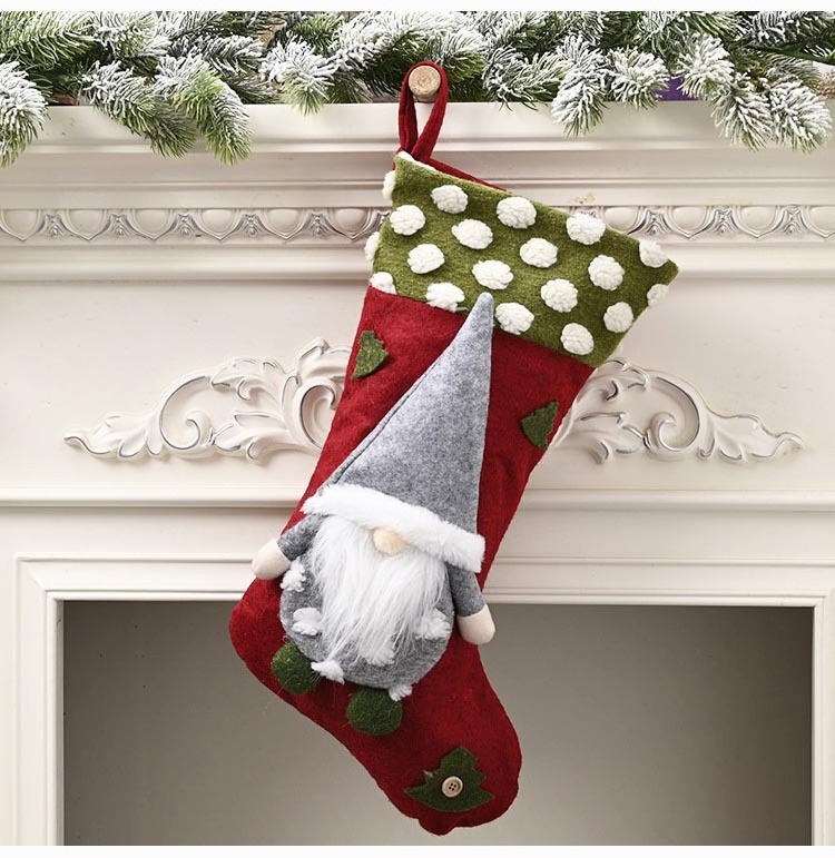 Christmas Decorations Supplies Santa Snowflake Blank Tree Candy Bag Plush Christmas Stocking for festival party home decor