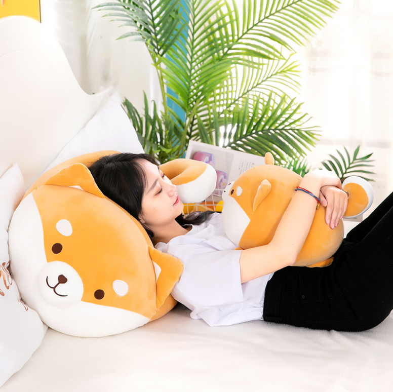 Hot Sale Kawaii Fat Shiba inu Stuffed Plush Toys Boyfriends Comfortable Simulation Corgi Dog Shape Sleeping Pillow