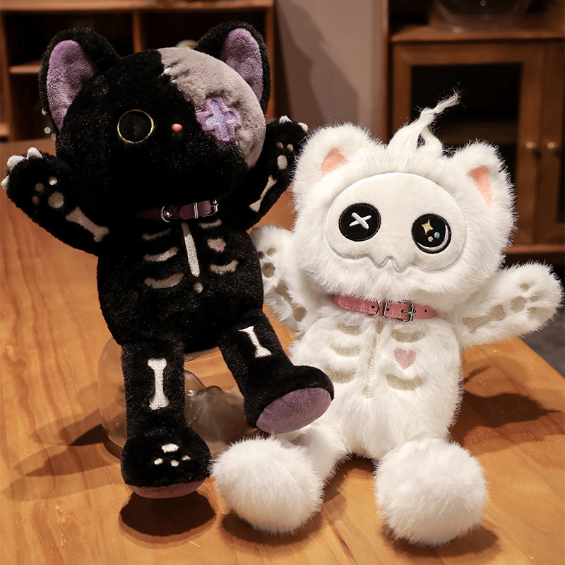 Custom ghost skull cat plush toy new design stuffed animal toy for Halloween