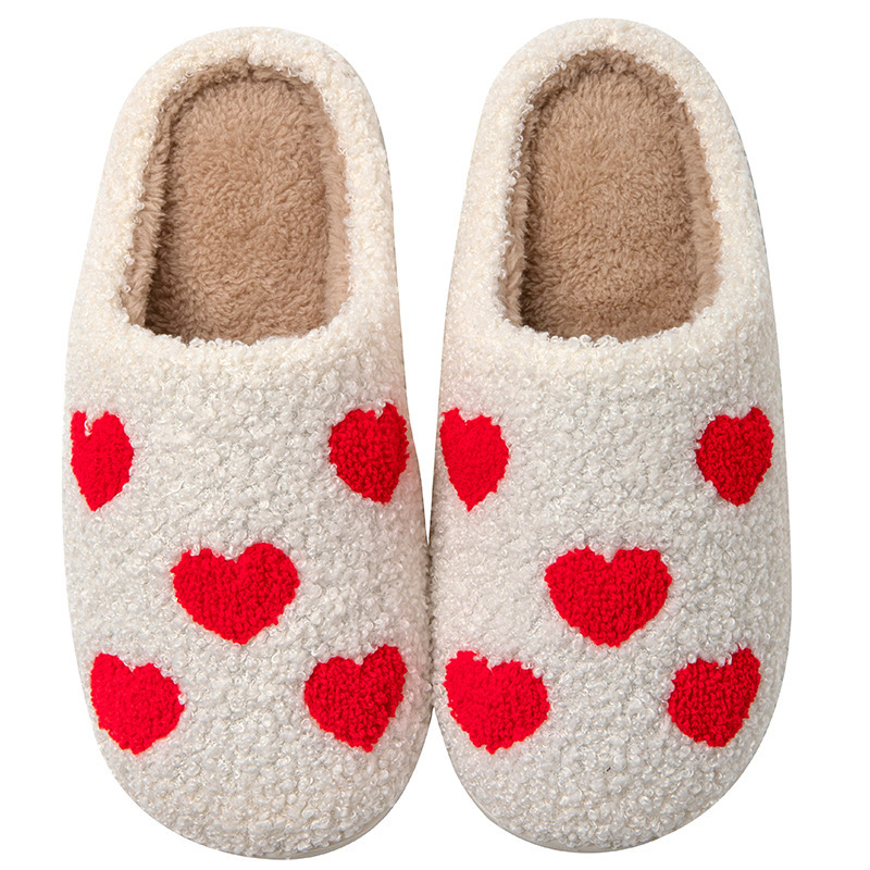 Wholesale Cute fuzzy Mushroom Heart Evil Eye Bad Bunny Slippers Slides Ladies Winter Indoor Flat Warm  Slippers