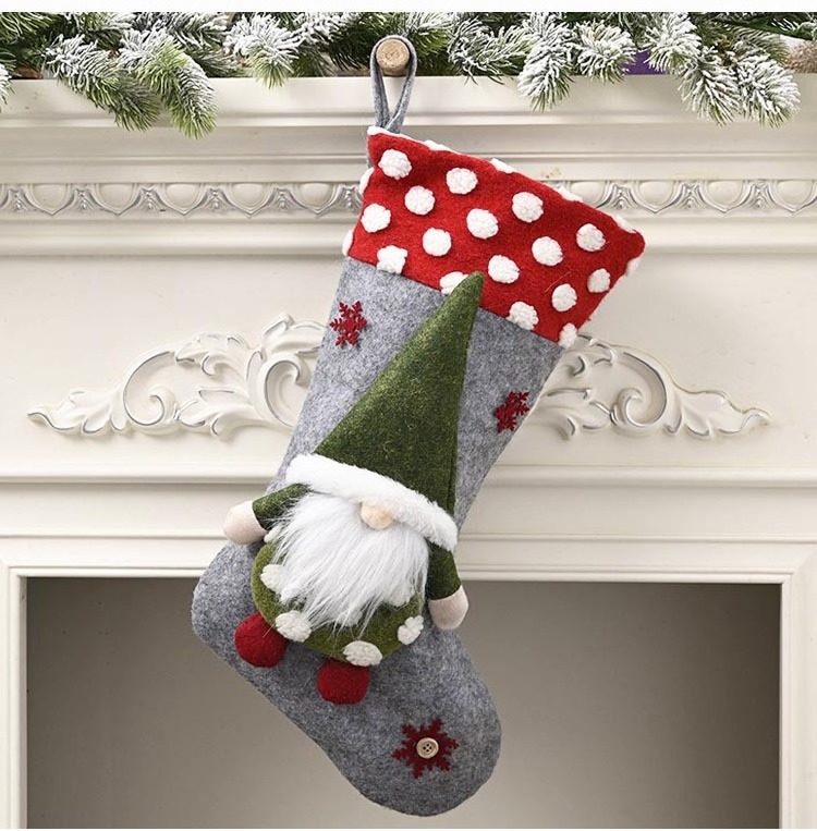 Christmas Decorations Supplies Santa Snowflake Blank Tree Candy Bag Plush Christmas Stocking for festival party home decor