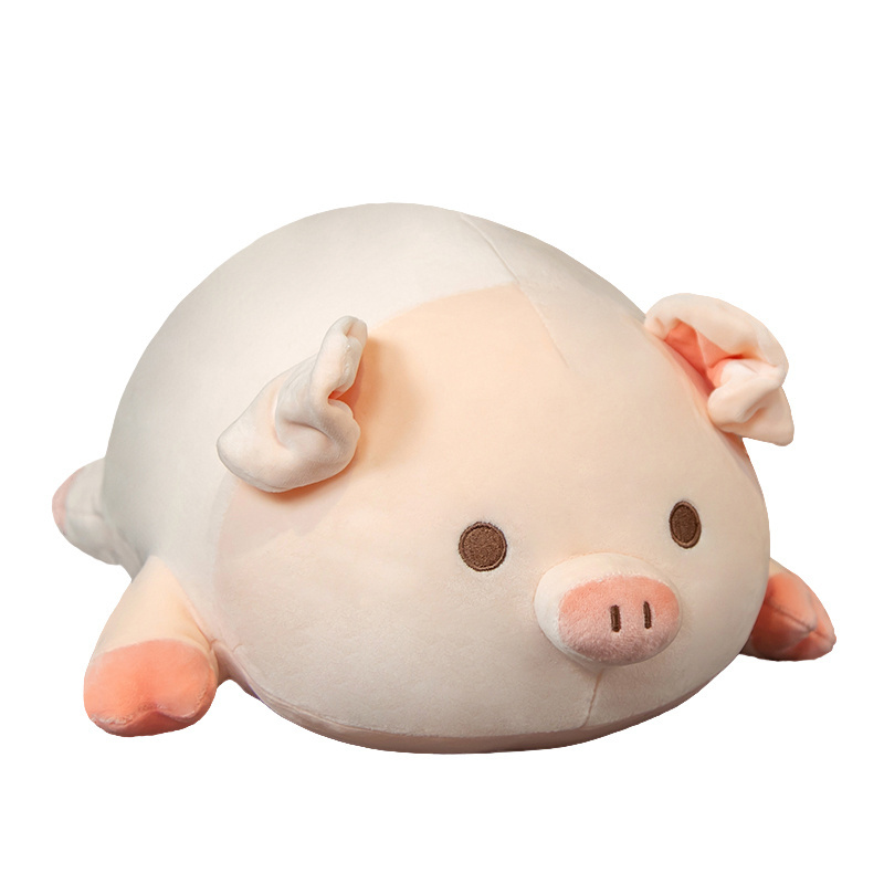 Squishy Pig Stuffed Doll Lying Plush Piggy Toy White/Pink Animals Soft Plushie