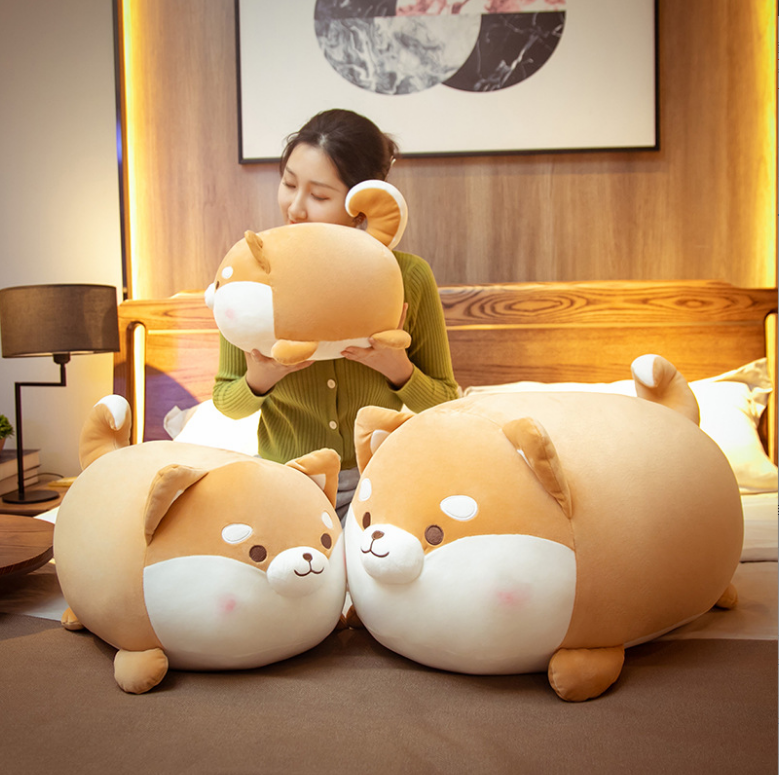 Hot Sale Kawaii Fat Shiba inu Stuffed Plush Toys Boyfriends Comfortable Simulation Corgi Dog Shape Sleeping Pillow