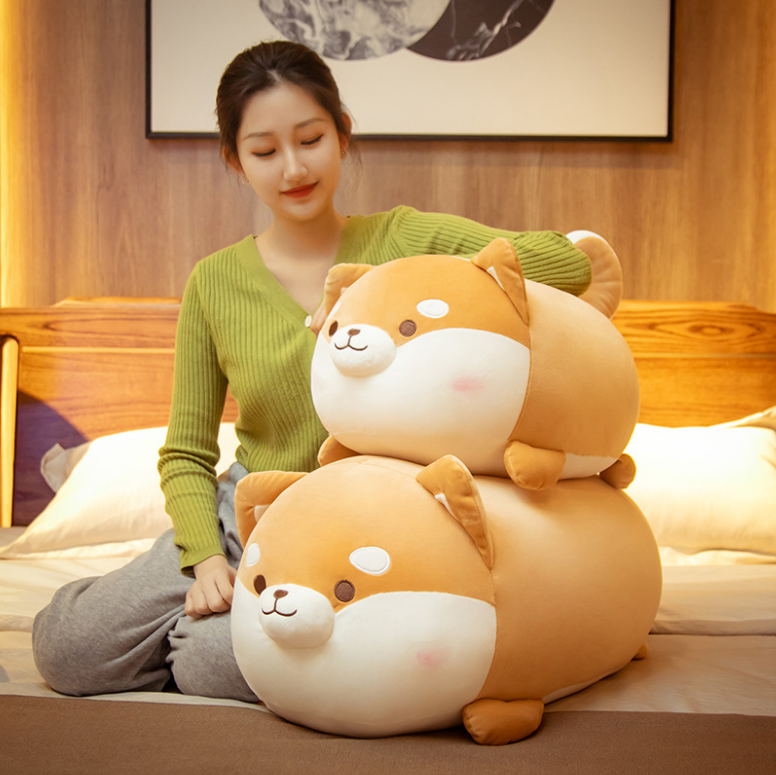 Hot Sale Kawaii Fat Shiba inu Stuffed Plush Toys Boyfriends Comfortable Simulation Corgi Dog Shape Sleeping Pillow