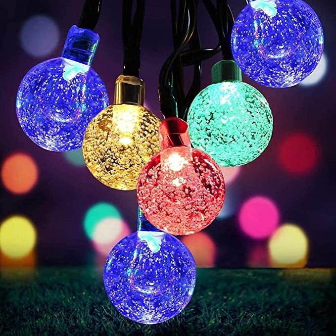 Wholesale Christmas Ornaments Garland tree Outdoor decorations Pendants hanging New Year home Solar Bubble Ball String Lights