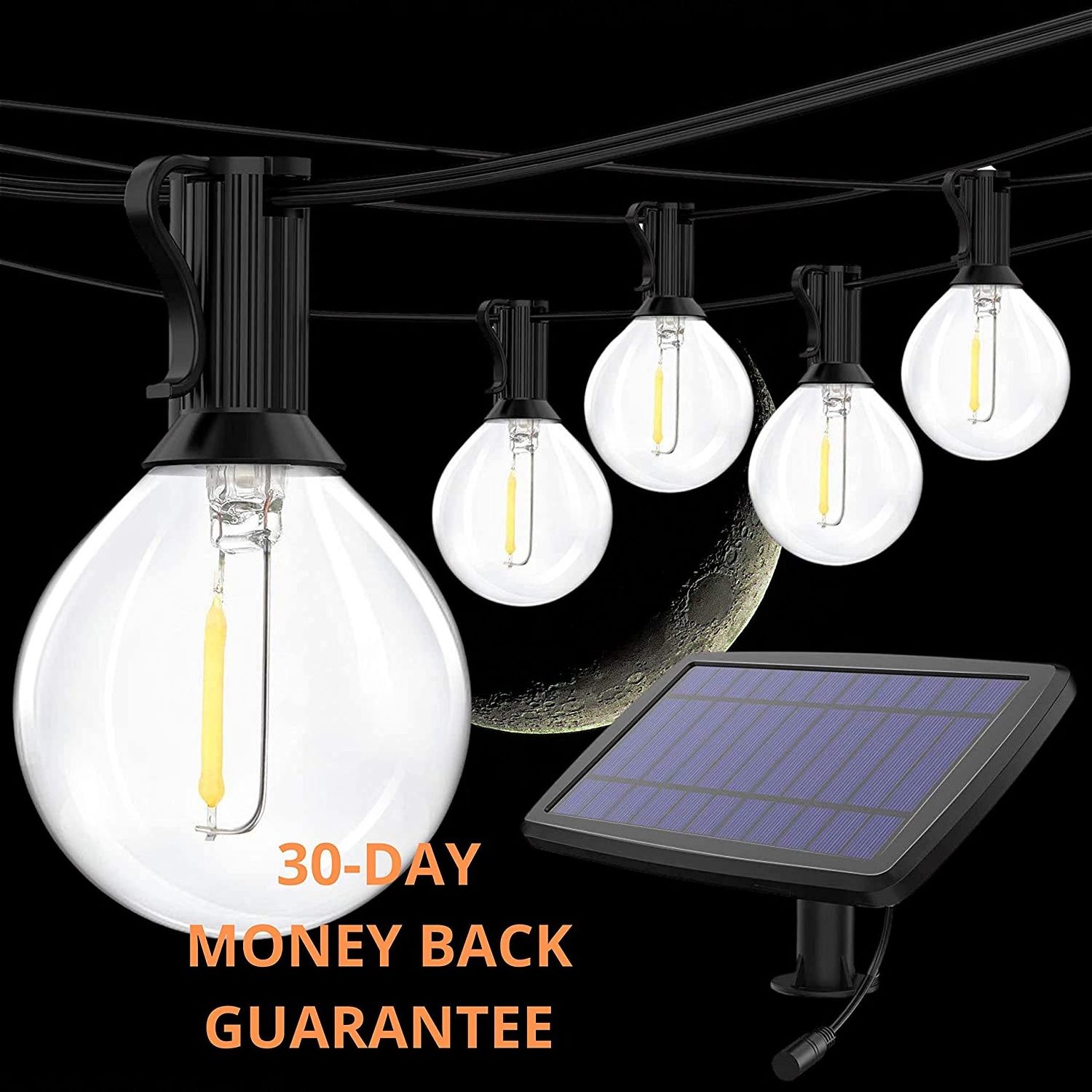 Wholesale Warm White LED Decorative Patio Lantern G40 Solar String Light Solar Outdoor Hanging Lighting Shatterproof Edison Bulb