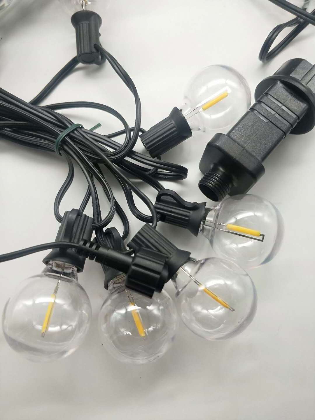 Wholesale G40 String Lights Edison Style Globe Bulbs Black Wire Connectable Outdoor Lighting Solar Rechargeable Garden Lamp