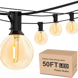 50ft Hanging 25 Shatterproof LED Edison Bulb Waterproof G40 Globe Bistro string Lights for Backyard