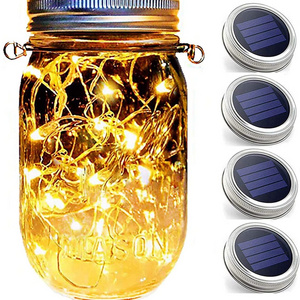 waterproof Led Solar Glass Bottle Lid Night Lamps Fairy Copper Wire String Lights Outdoor Hanging Mason Jar Light