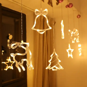 Hot selling Christmas decorations stars deer bells Christmas tree curtains window room decoration string lights