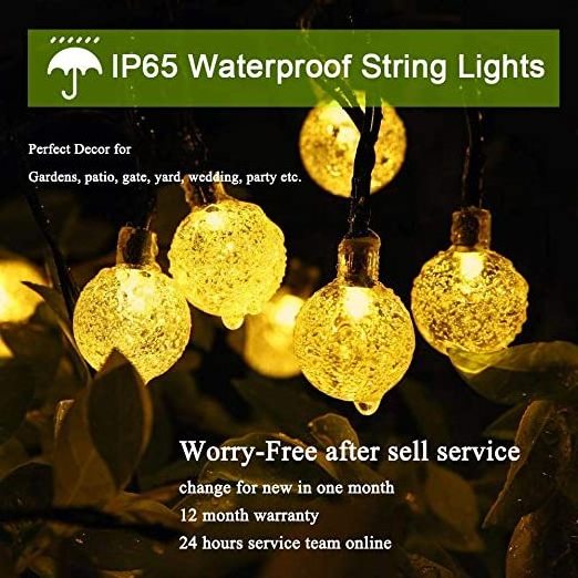 Outdoor Solar Lights Strings 7m 50 LED Waterproof Fairy Bubble Crystal Ball Light Decorative Globe string Lights