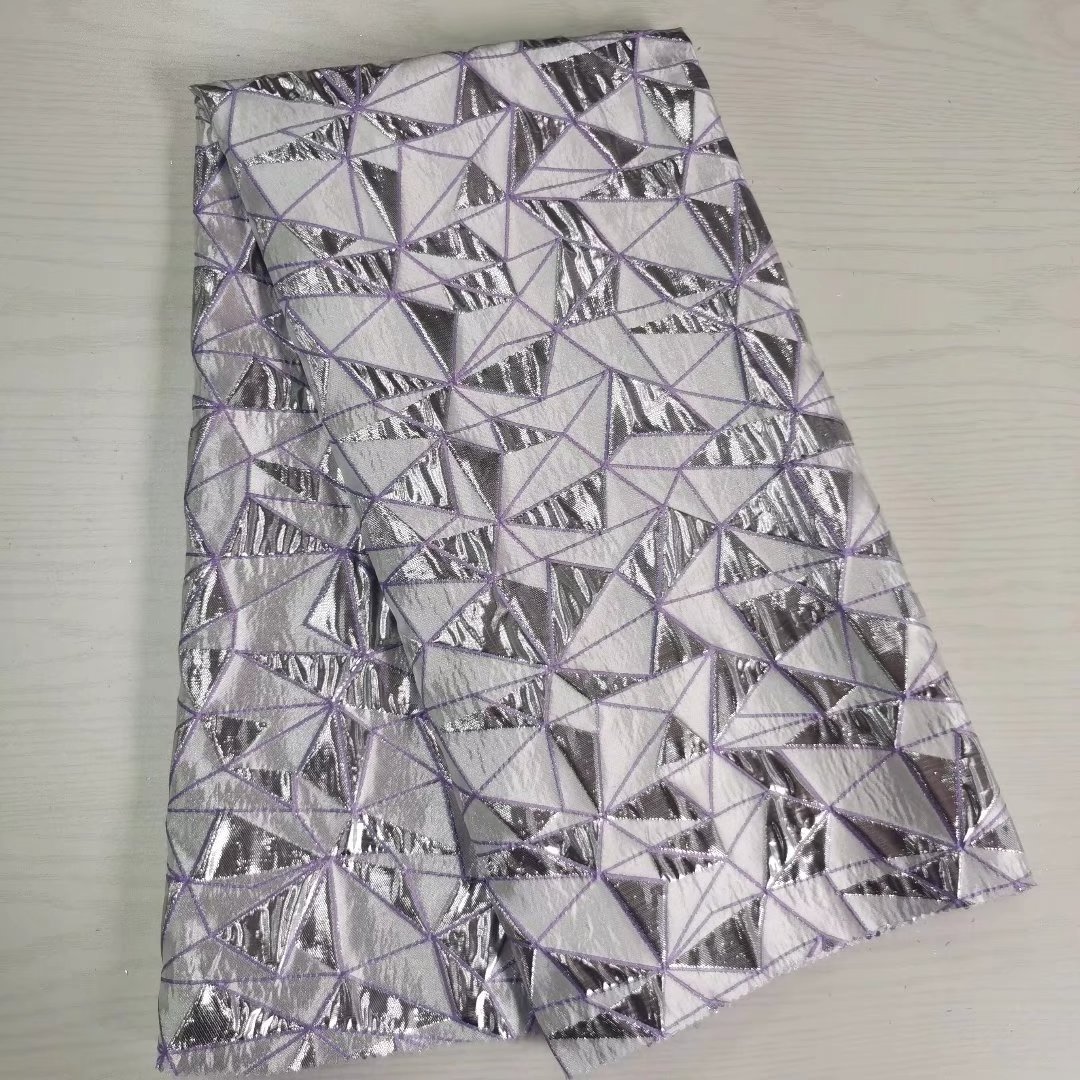 Chinese Fabric Manufacturer metallic  triangles pattern woven brocade jacquard fabrics for model clothes