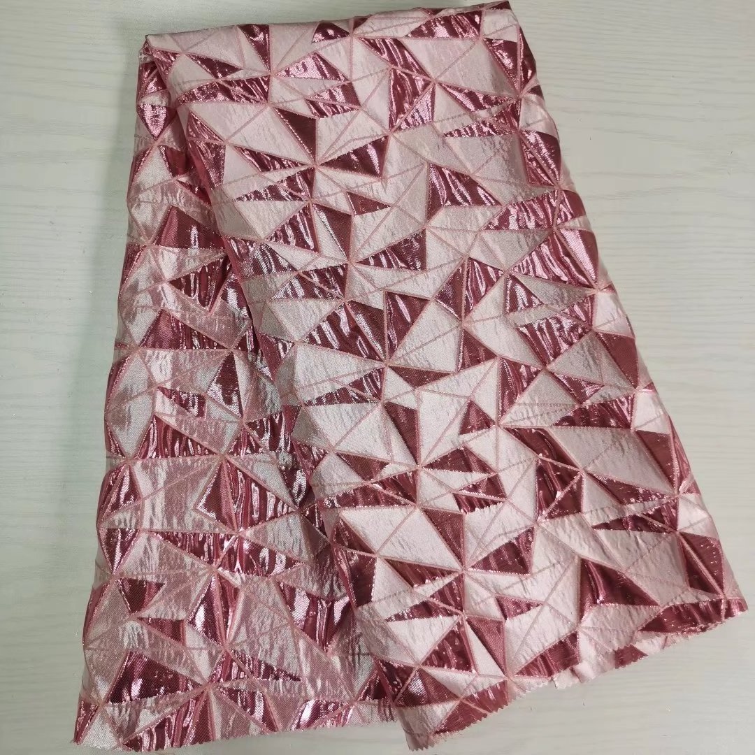 Chinese Fabric Manufacturer metallic  triangles pattern woven brocade jacquard fabrics for model clothes