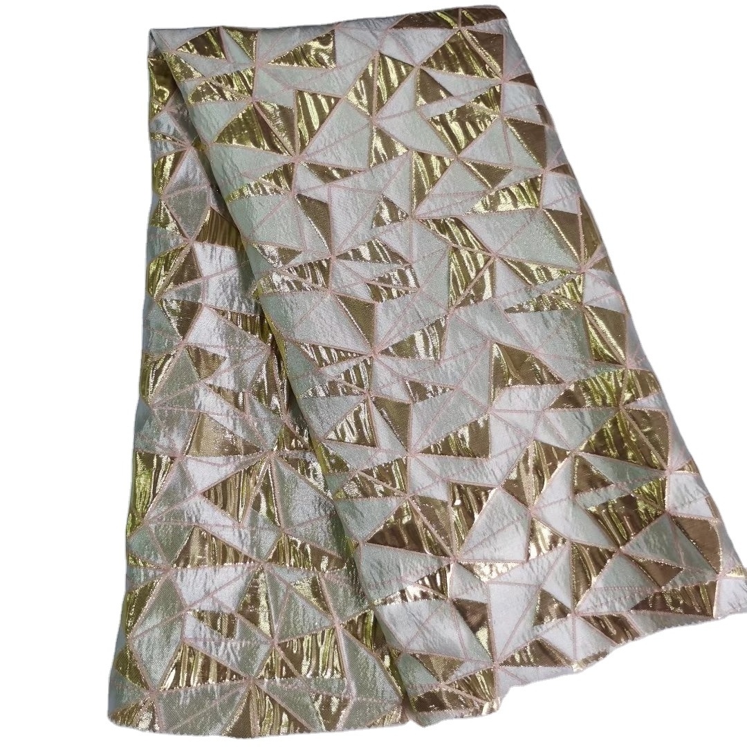 Chinese Fabric Manufacturer metallic  triangles pattern woven brocade jacquard fabrics for model clothes