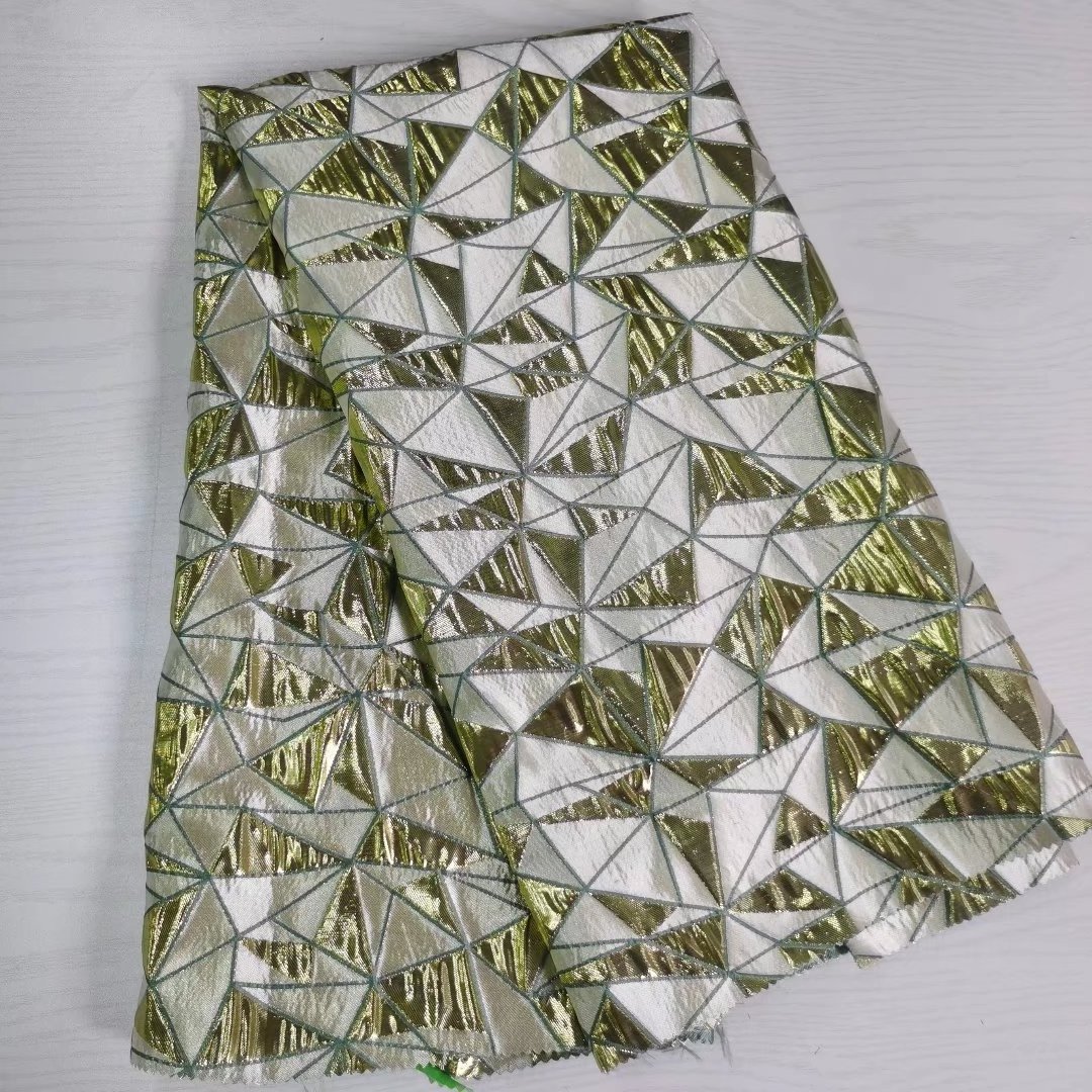 Chinese Fabric Manufacturer metallic  triangles pattern woven brocade jacquard fabrics for model clothes