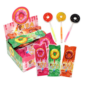 doughnut shape colorful strawberry lemon chocolate hard candy glow stick lollipop