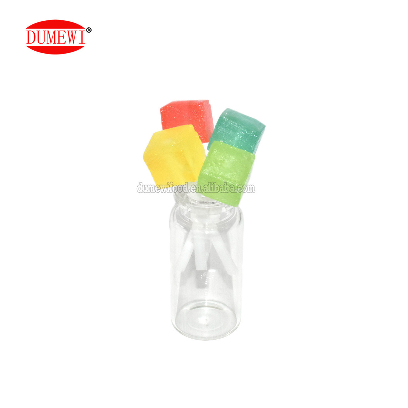 square shape Quake fruity sweet hard candy cube lollipop