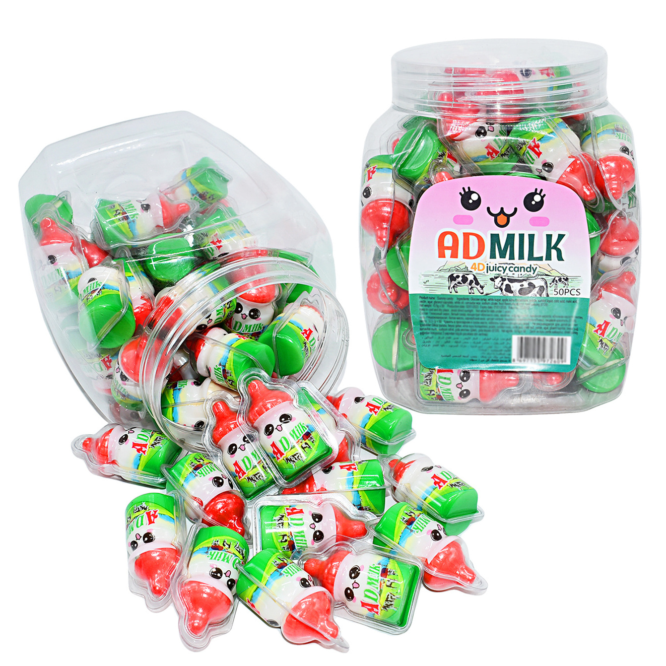 AD Milk Soft Candy Milk Pacifier Bottle Shape Jelly Gummy with Refill Planet Gummy