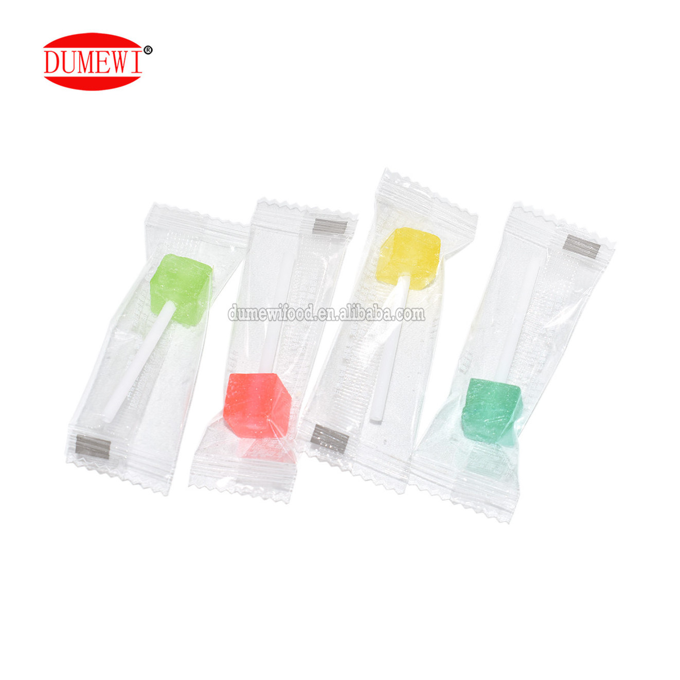 square shape Quake fruity sweet hard candy cube lollipop