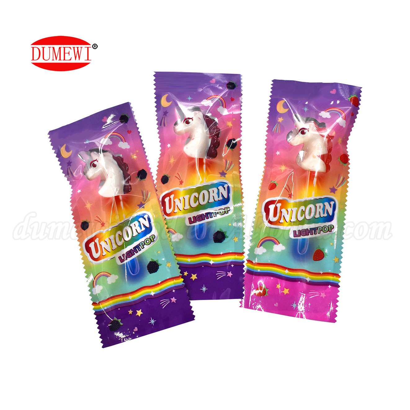 unicorn shape hard candy light stick lollipop