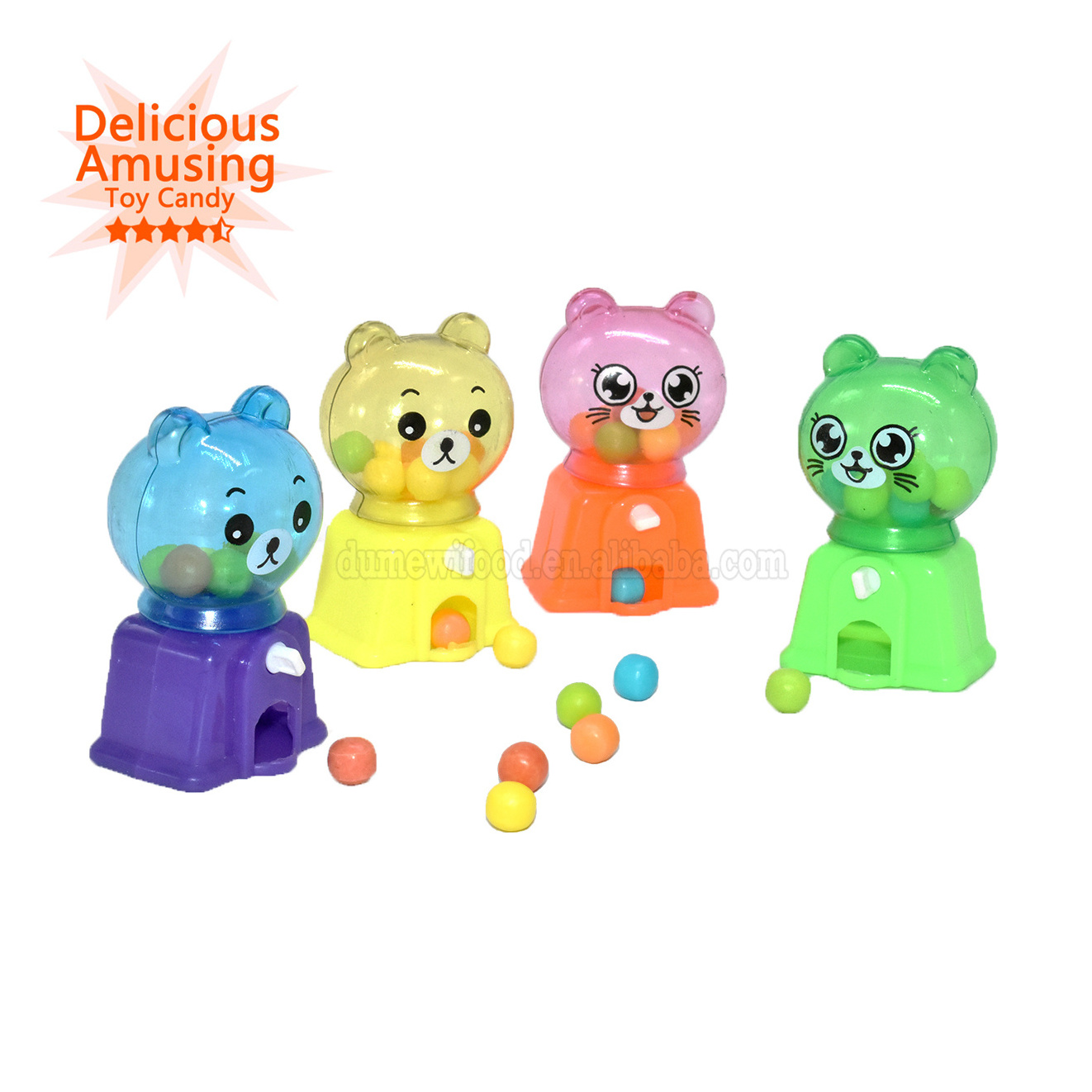 Wholesale Funny Plastic Cartoon Cat bear Shape Mini Candy Dispenser