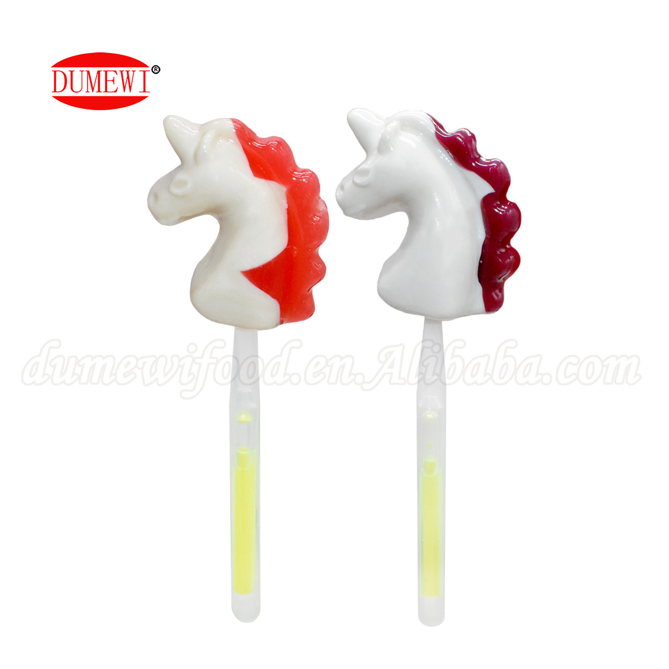 unicorn shape hard candy light stick lollipop