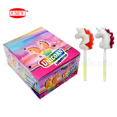 unicorn shape hard candy light stick lollipop