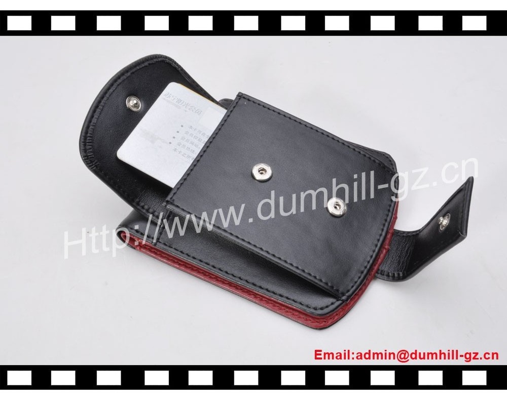 Cowhide Leather Black Men Wallet With Button Coin Purse