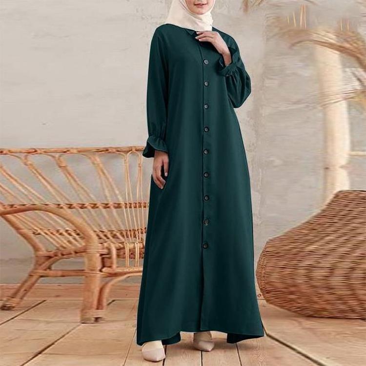 Garment with Buttons Abbaya Arabic Muslim Salwar Kameez Designs Muslim Women Abaya Jumpsuit From Dubai Modest Khimar Hijab Abaya