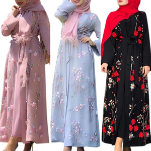 New Arab Muslim Embroidery Lace Women Abaya Wholesale Chiffon Luxury Abaya Dubai Muslim Dresses