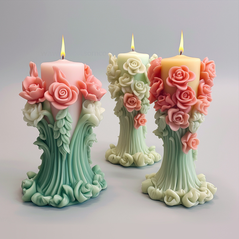 DUMO Customization Bouquet Flower Basket Candle Molds for Candle Making Valentine's Day Custom Rose Flower Candle Mold