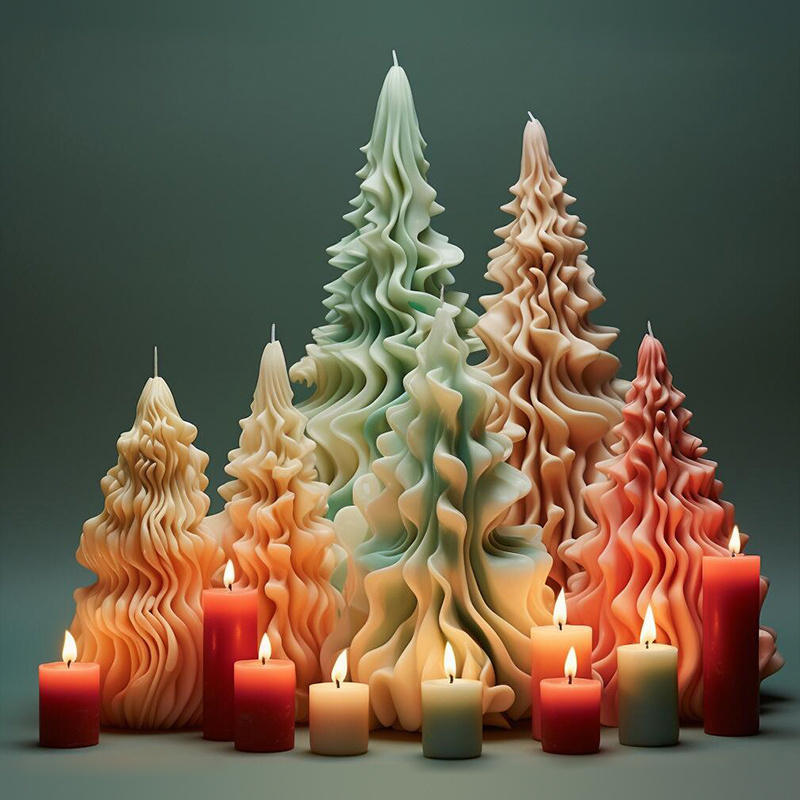 DUMO Custom Christmas Tree Silicone Mold Large Geometric Silicone Candle Molds For Candle Making DIY Candle Moulds