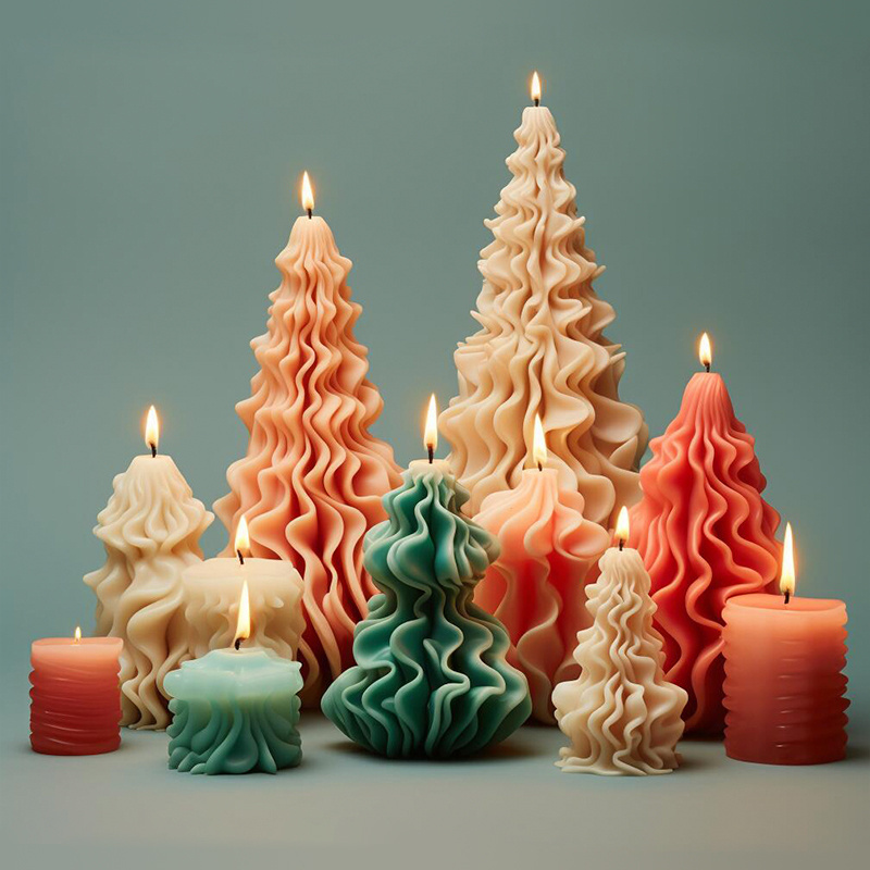 DUMO Custom Christmas Tree Silicone Mold Large Geometric Silicone Candle Molds For Candle Making DIY Candle Moulds