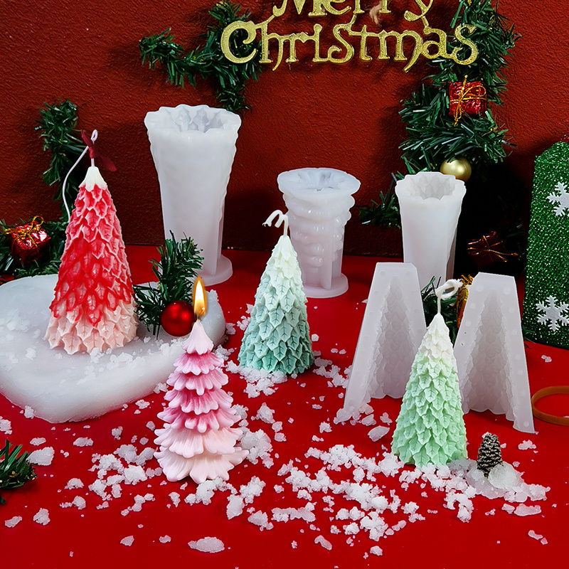 DUMO Aromatherapy Christmas Candle Mold DIY Santa  Plaster Handmade Soap Christmas Tree Silicone Mold