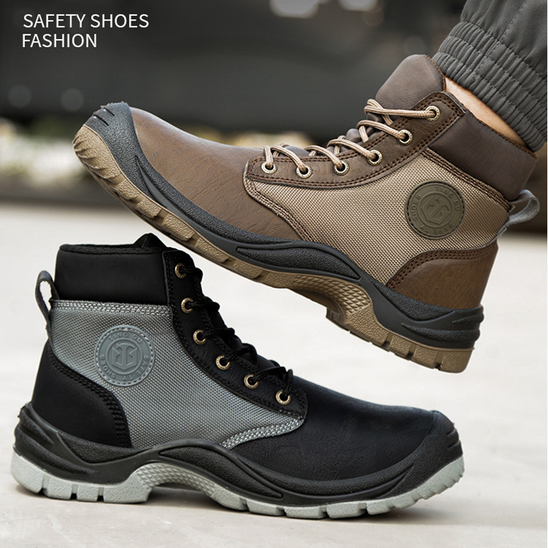 Black Brown Nubuck Leather Steel Toe Cap Goodyear Welted Safety Boots Safety Shoes Supplier Work Boots for Men