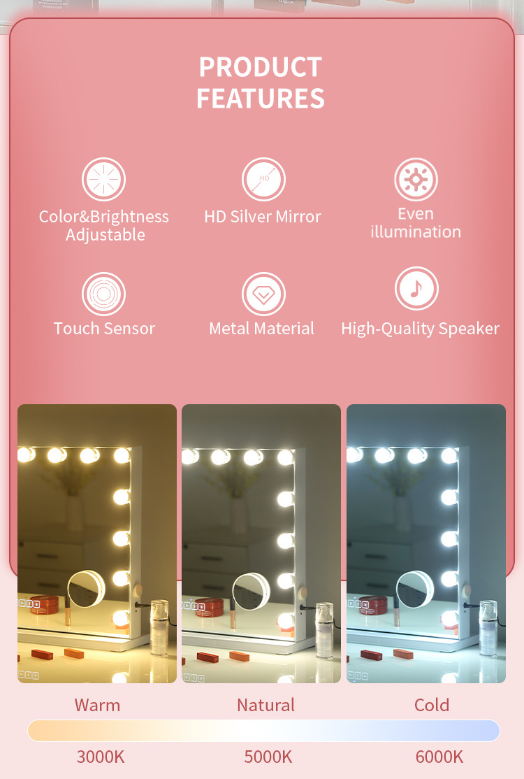 Hollywood Style Extra Large Size Vanity Mirror Lights Bright Bulb Makeup Mirror With 4 buttons