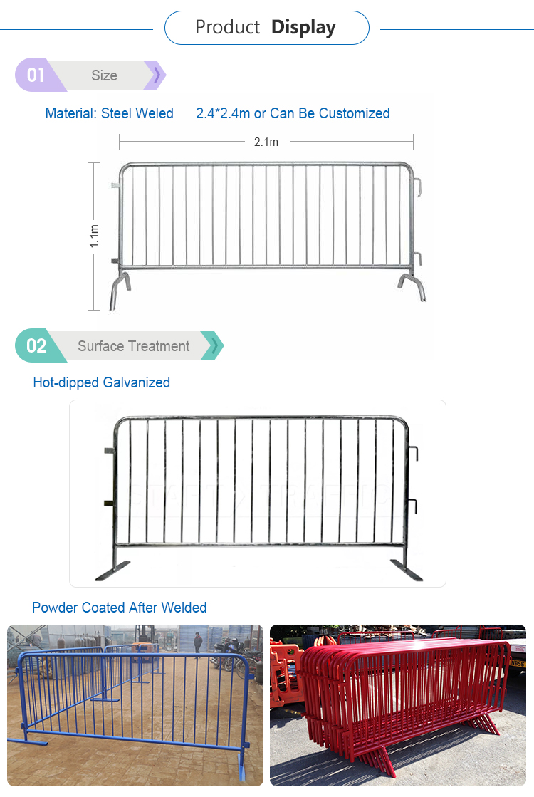 Hot-dip galvanized Crowd Control Barrier Temporary fence concert fence for sale