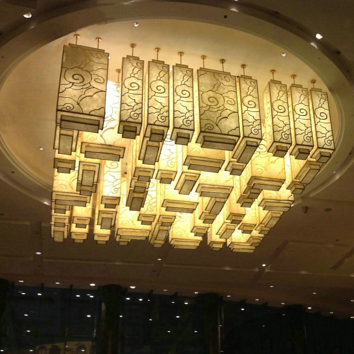 Hotel project Unique design professional lobby custom luxury modern rectangular LED ceiling lights