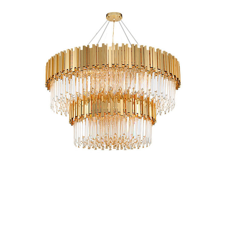 competitive Price Glass Gold Stainless Steel Chandelier For Restaurant