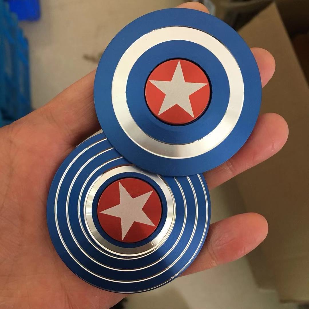 Wholesale Cool Captain Shield Fidget Spinner Metal Alloy Decompression Fidget Toys for Adults