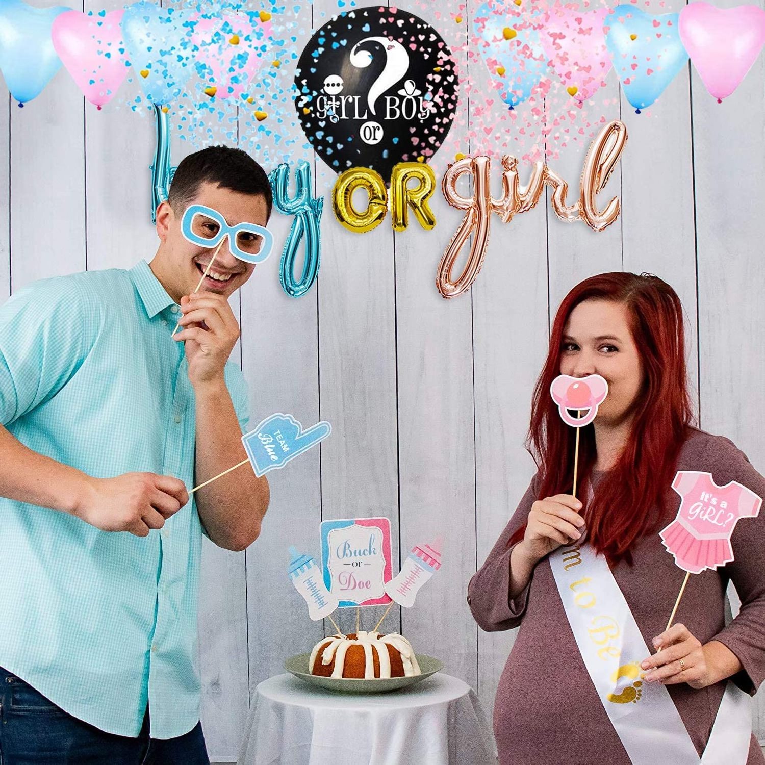 DJTSN Gender Reveal Shower Latex Balloons Globos Boy or Girl Banner Confetti Party Supplies Decorations Baby shower