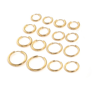 Manufacturer Multiple Sizes 2.5mm Circle Hoop Earrings Geometric Round Stainless Steel Huggie Earrings for Women