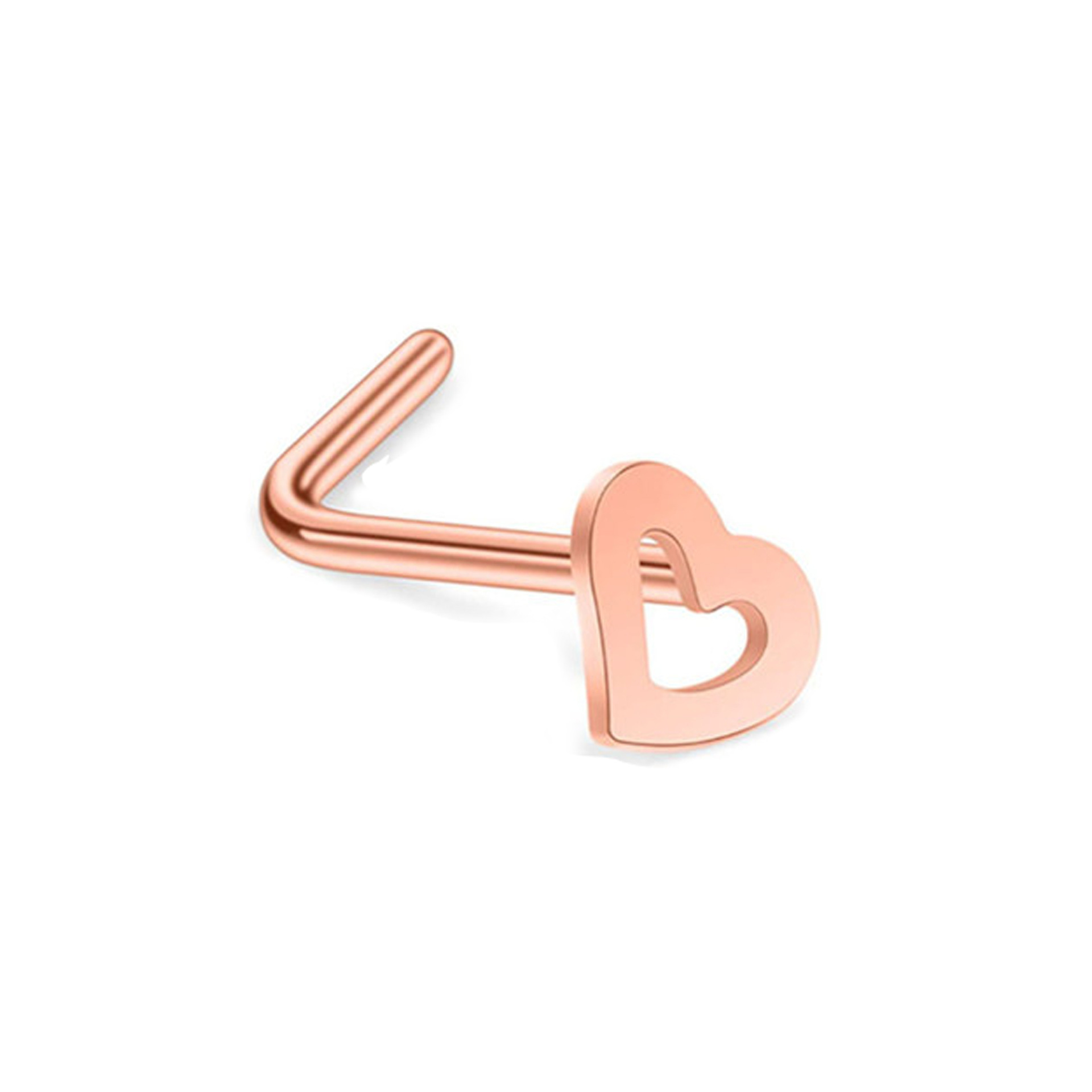 Fashion Free Sample Simple Body Jewelry Wholesale Hollow Heart L Shape Nostril Nose Piercing Ring