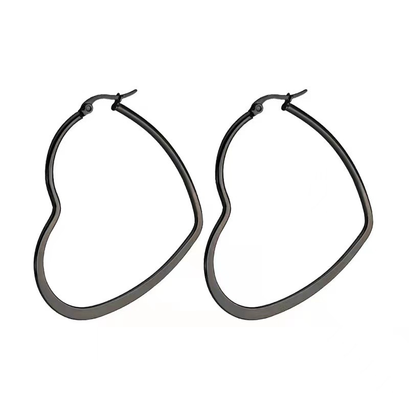 Gold Shape Heart Hoop Earrings Stainless Steel Earring Big Jewelry