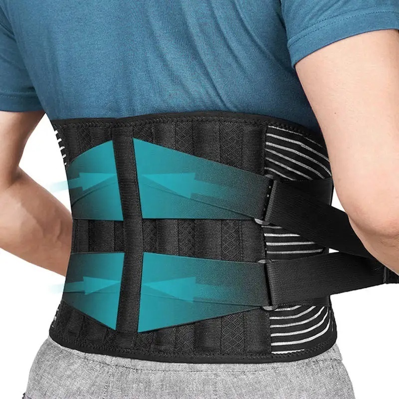 Breathable adjustable back brace lumbar support with straps