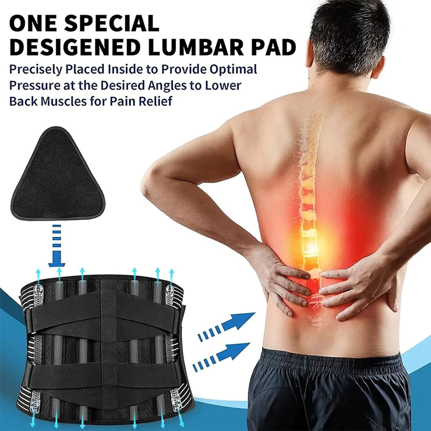 Breathable adjustable back brace lumbar support with straps