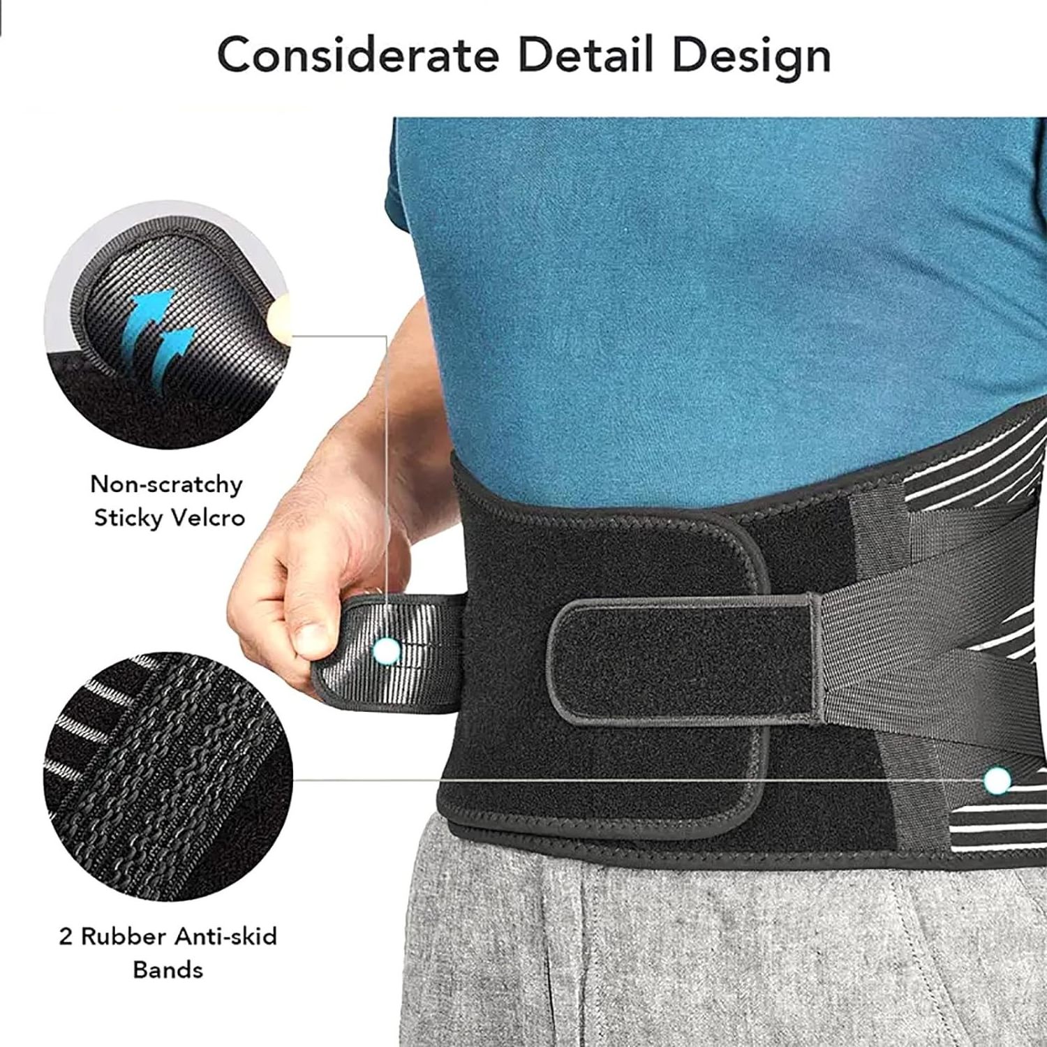 Breathable adjustable back brace lumbar support with straps