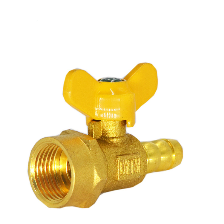 Brass Female Hose Barb Gas Valve with Butterfly Handle