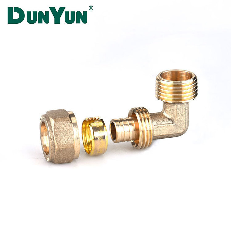 Dunyun 90 Degree Elbow Forged Brass fitting Pex for Plastic Pipe